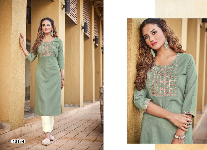 Kivi Liza Fancy Ethnic Wear Rayon Designer Embroidery Kurti Collection